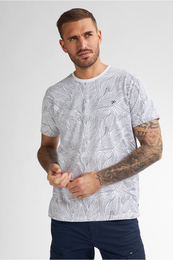 T SHIRT MET GRAFISCH PATROON M 1050 TSR116 0000 Bright White